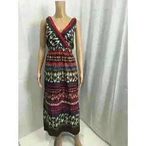Charter Club Womens Dress Size 12 100% Cotton Moroccan Tribal Beaded Vacation